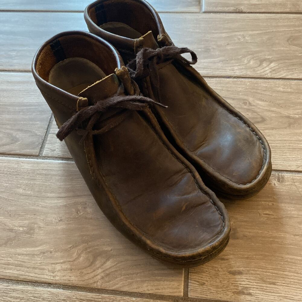 Clarks Wallabee Chukka Boots Mens Size 11 Brown Leather Lace Up Moc Toe